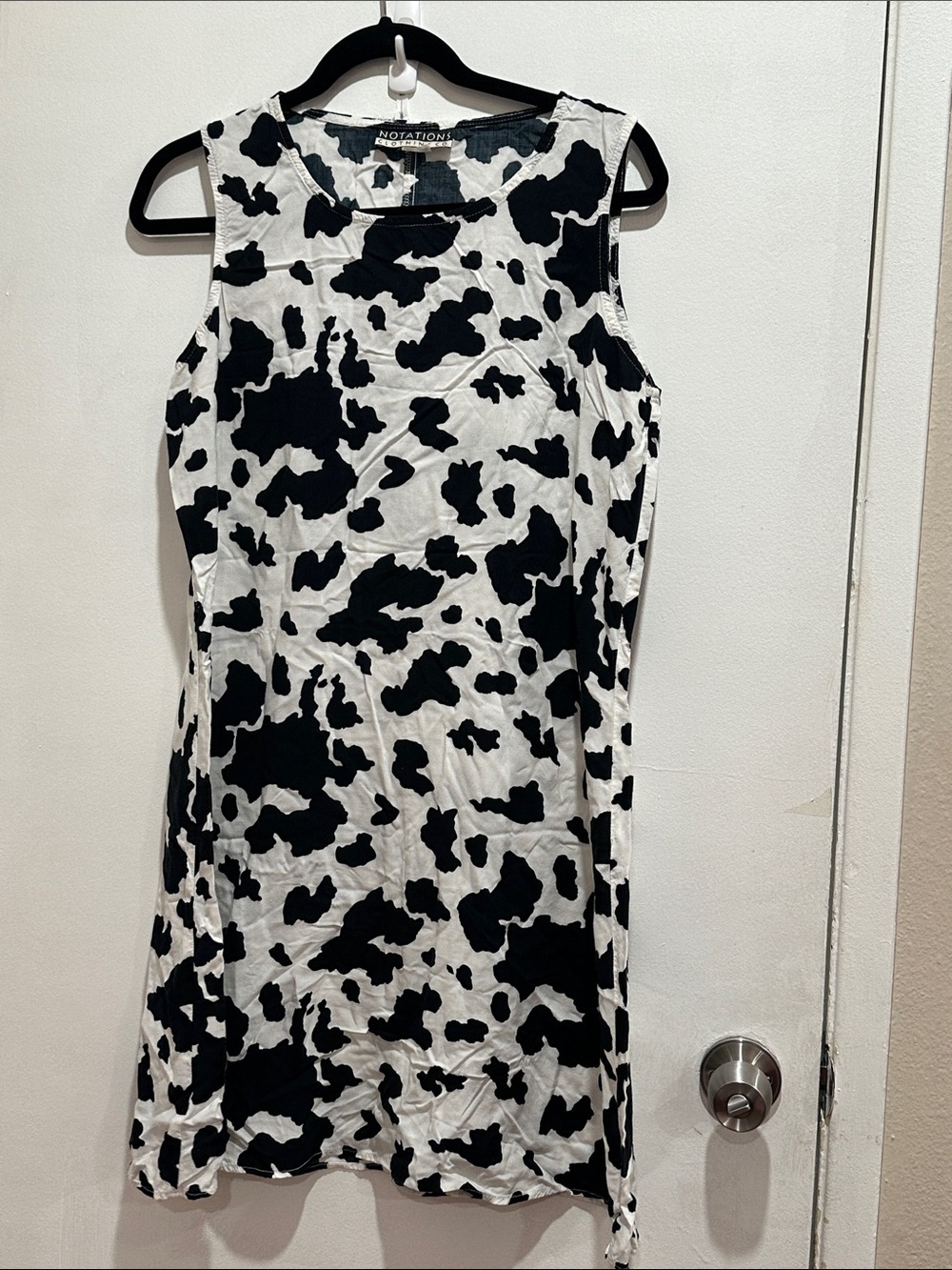 Notations Black and White Cow Spot Sleeveless Shift Dress
